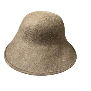 Scala Collezione Wool Felt Cloche Bell Hat Olive‎ Brown Vintage Style Womens